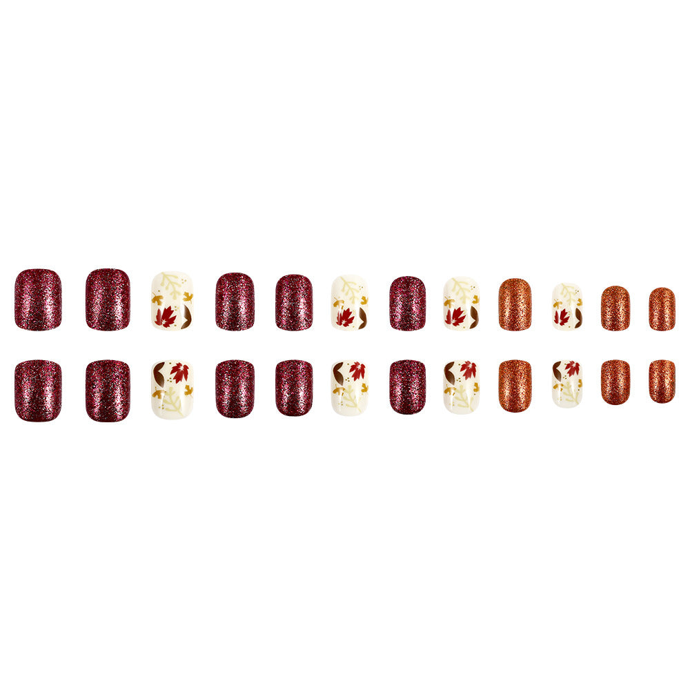 Seasonal Autumn-Themed Press-On Nail Art Bowlift