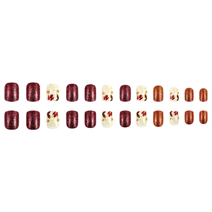 Seasonal Autumn-Themed Press-On Nail Art Bowlift