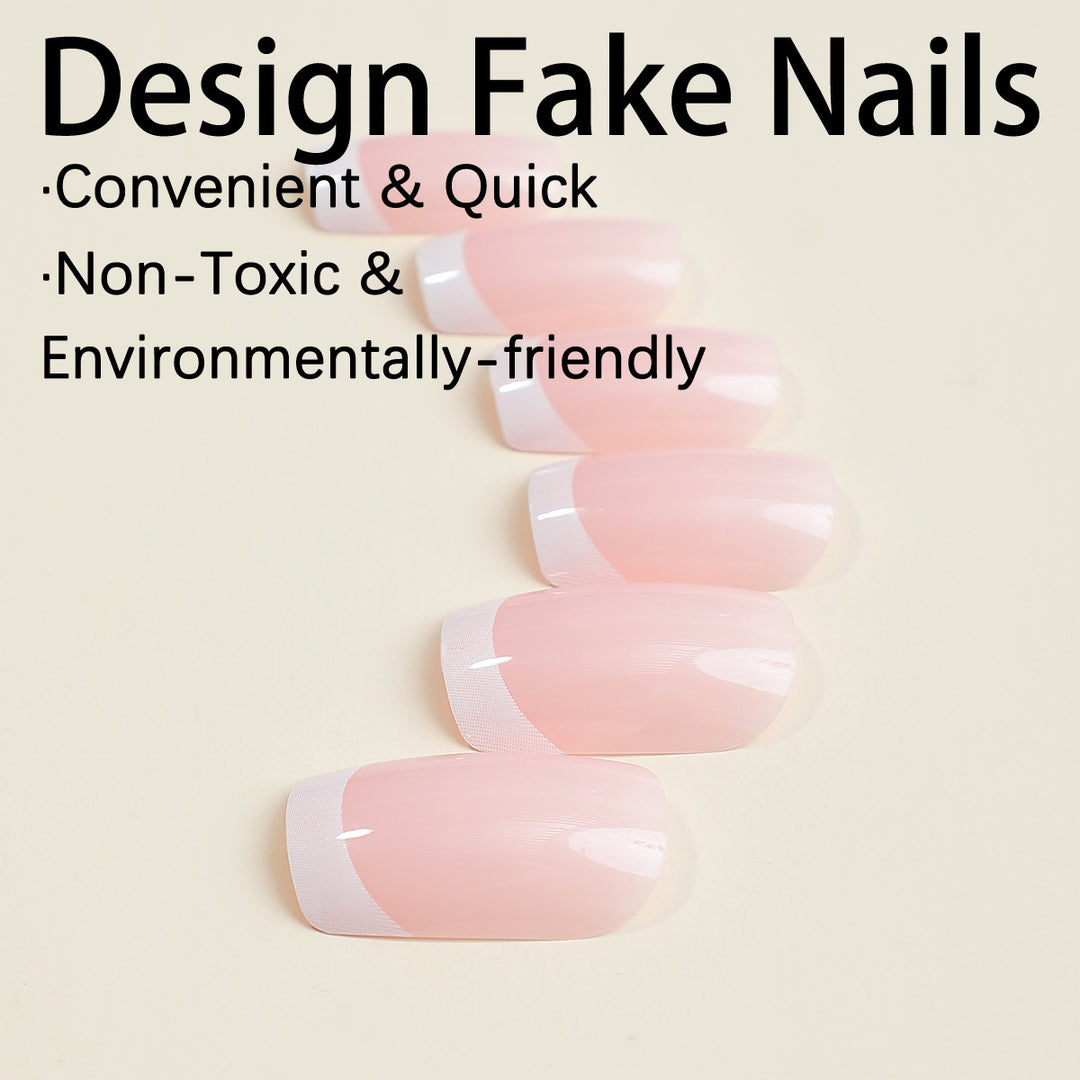 Artificial nail set with elegant French tip decorations Bowlift