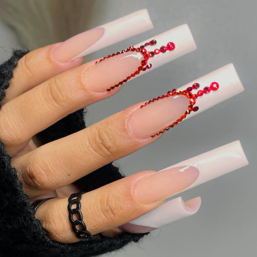 Decorative Press-On Nails with Gem Accents Bowlift
