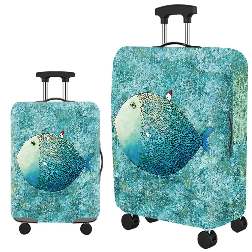 Vintage Travel-Themed Hard Shell Suitcase Bowlift