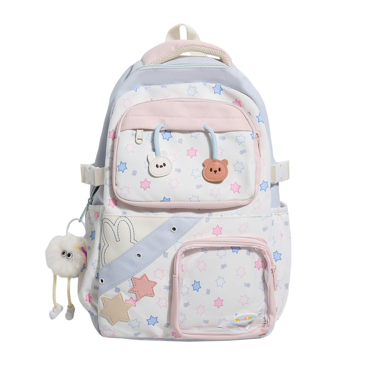 Playful Embroidered Star-Themed Backpack Bowlift