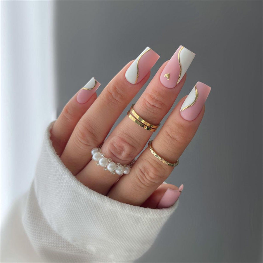 Elegant Heart-Designed Press-On Nail Tips Bowlift