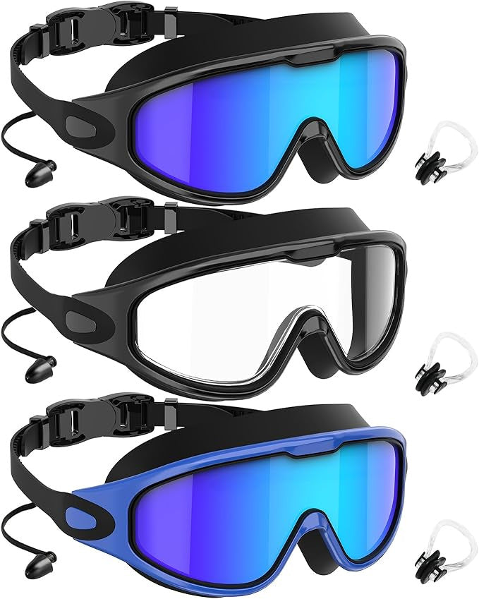 Diving mask with wide field of view and magnet holder Bowlift