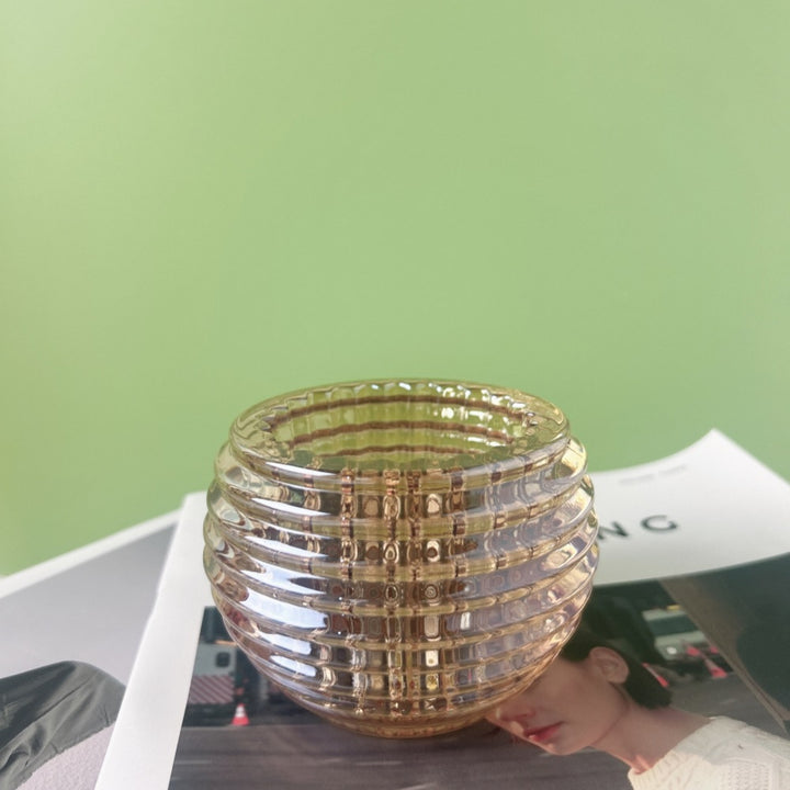 Round Ribbed Glass Votive Candle Holder for Tealights Bowlift