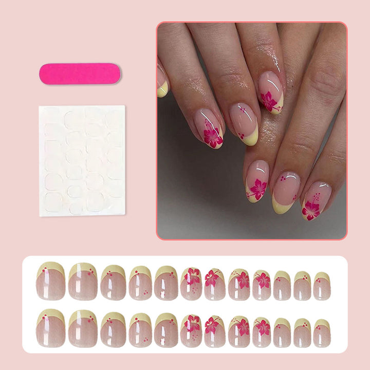 Artificial nail set with floral designs and elegant gradient Bowlift