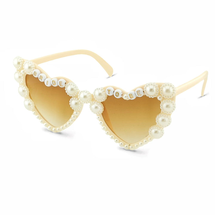 Heart-Shaped Bridal Sunglasses with Pearl Accents Bowlift