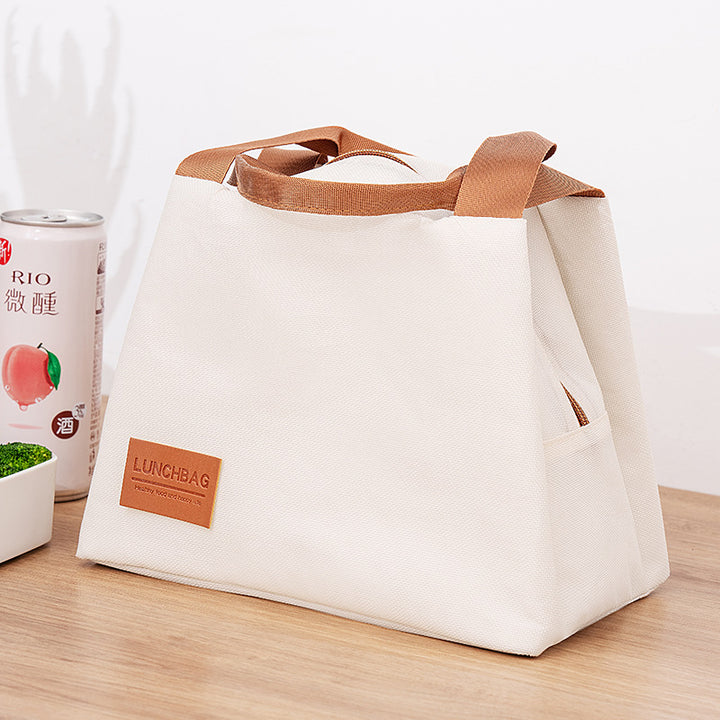 Insulated Canvas Lunch Tote with Dual Handles and Side Pocket Bowlift