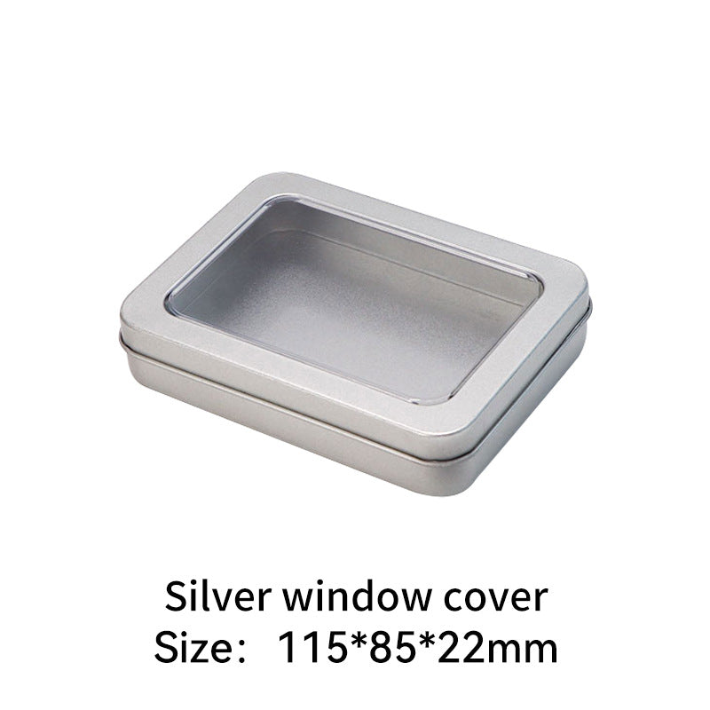 Rectangular metal storage tin with clear display window lid Bowlift