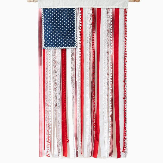Unisex nan patriotic tasseled fabric wall hanging with star ornaments Bowlift