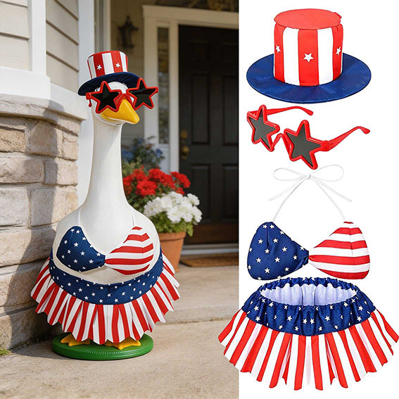 Unisex decorative fabric gander with patriotic costume and removable top hat Bowlift