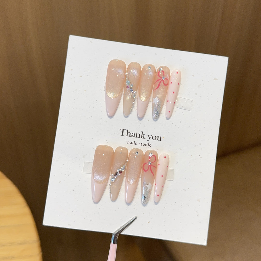 Creative Art Nail Tips with Glitter Accents Bowlift