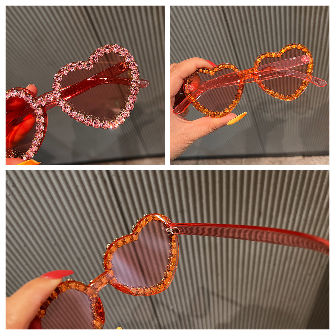 Women's Heart-Shaped Sunglasses with Rhinestone Decoration Bowlift