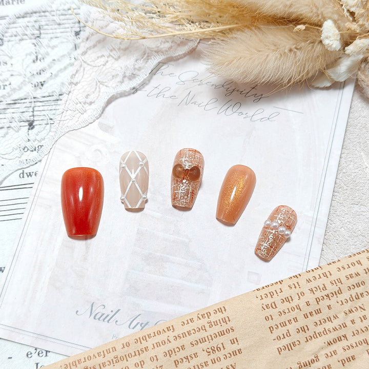 Acrylic nail set with luxurious decorations Bowlift
