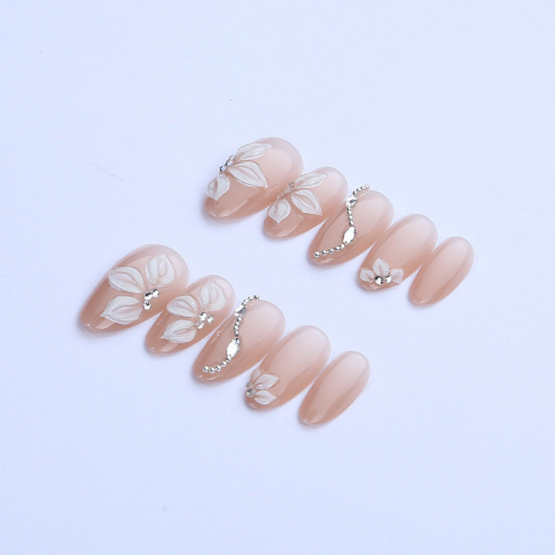 Elegant artificial nails with floral decorations Bowlift