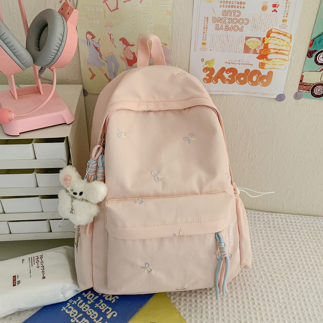 Embroidered Floral Pattern School Backpack