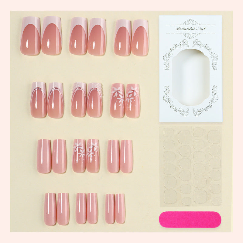 Decorative Press-On Nail Art Set with Floral Designs Bowlift