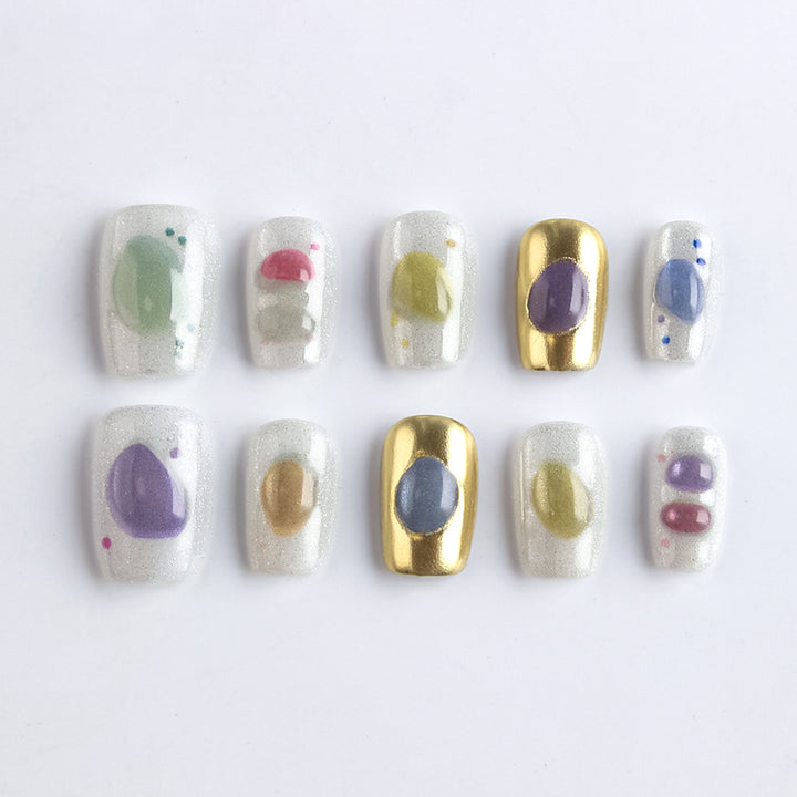 Artistic Stone-Inspired Press-On Nails Bowlift