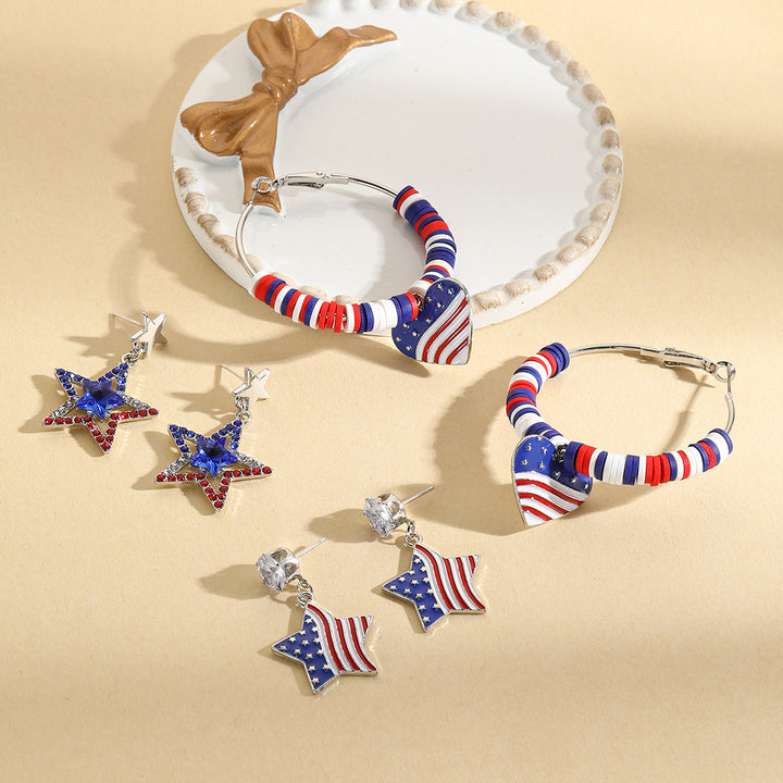 Unisex nan beaded patriotic keychain charm with MAGA letter cubes and enamel star pendant Bowlift