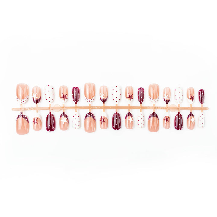 Artificial nail set with elegant star design and creative patterns Bowlift