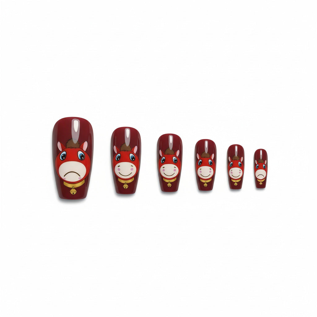 Artificial nails with playful horse motif Bowlift