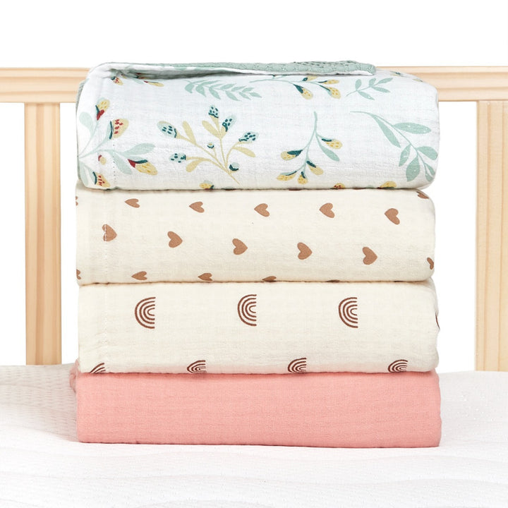 Dual-Textured Muslin Baby Blanket Bowlift