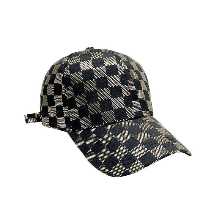 Women's Stylish Checkered Pattern Baseball Cap Bowlift