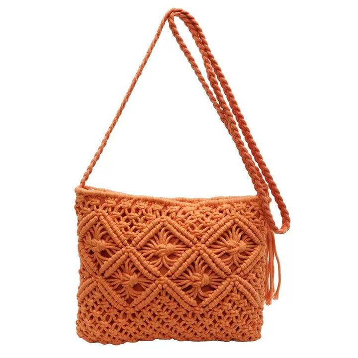 Macramé Shoulder Bag with Artistic Knot Design Bowlift