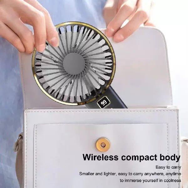 Unisex One Size compact rechargeable portable fan with digital battery level indicator and charging station Bowlift