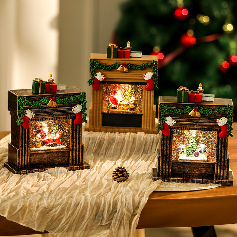 Decorative Christmas Romance Fireplace Figure Bowlift