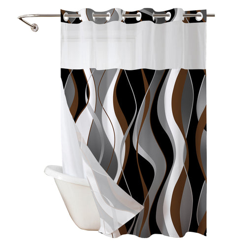Modern Abstract Wave Pattern Shower Curtain Bowlift