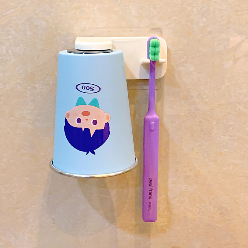 Wall-mounted toothbrush holder with funny cartoon design Bowlift