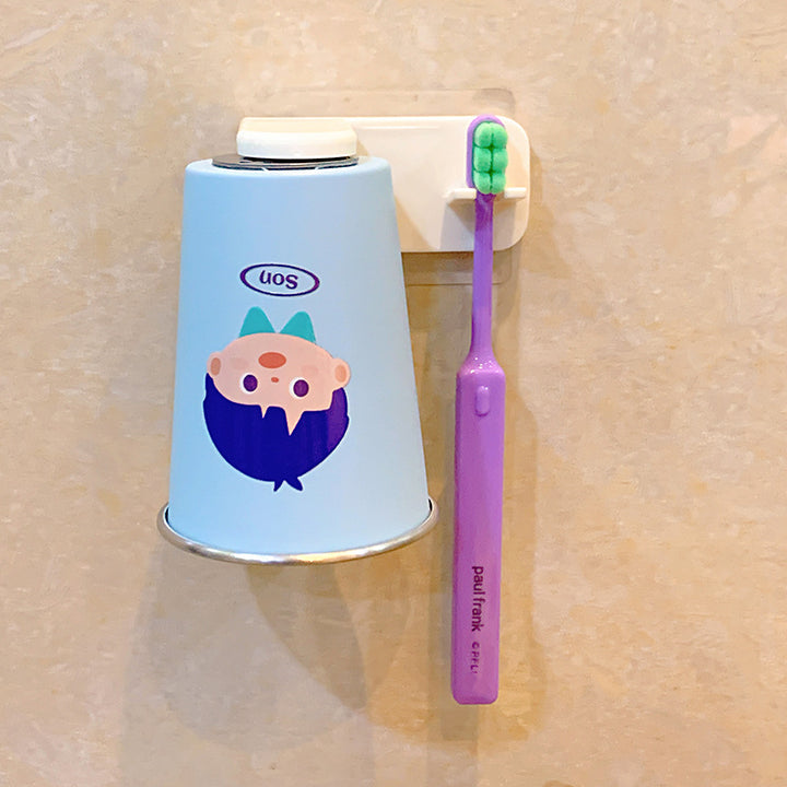 Wall-mounted toothbrush holder with funny cartoon design Bowlift