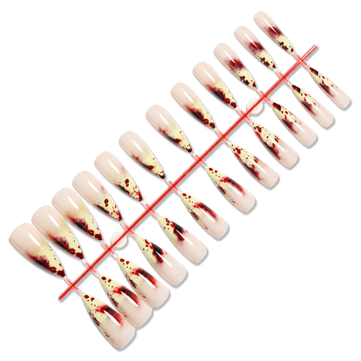 Artistic Stiletto Press-On Nail Set with Dripping Design Bowlift