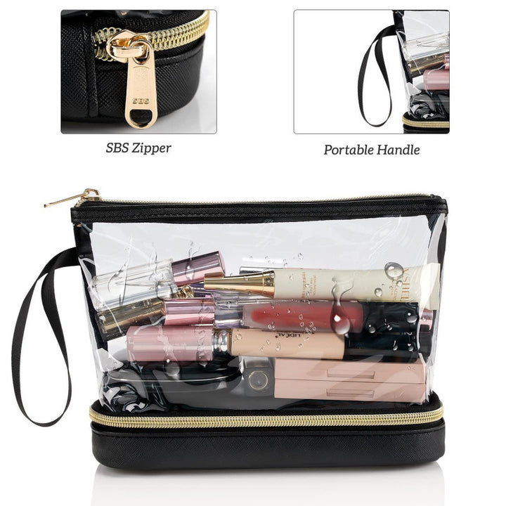 Cosmetic Organizer Bag with Transparent Design and Divided Interior Compartment Bowlift