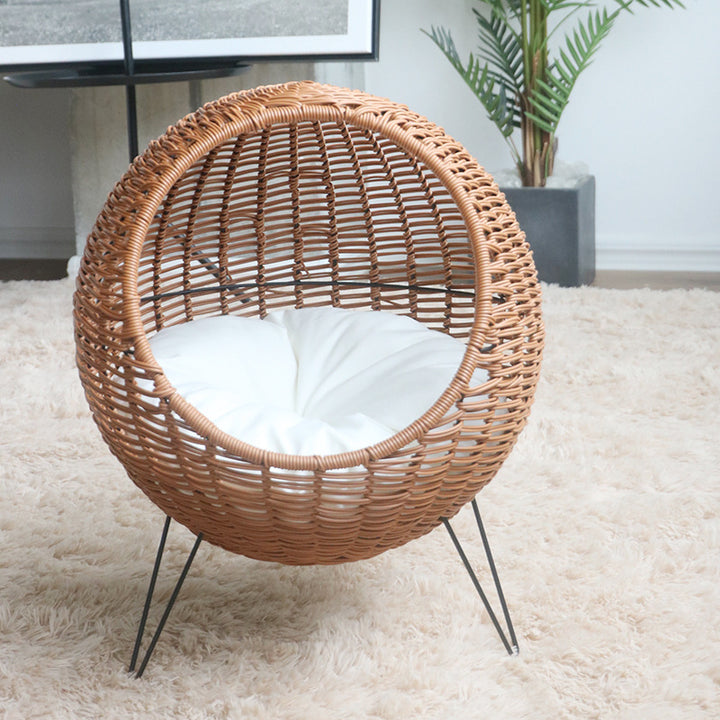 Cat Bed with Stylish Rattan Design Bowlift