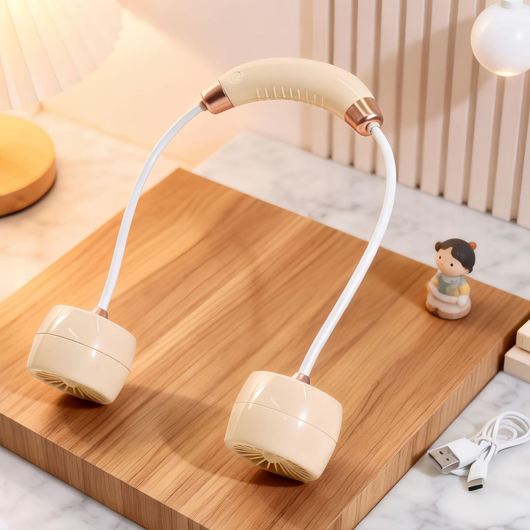 Women Portable Neck Fan with Flexible Arm and USB Connection Bowlift