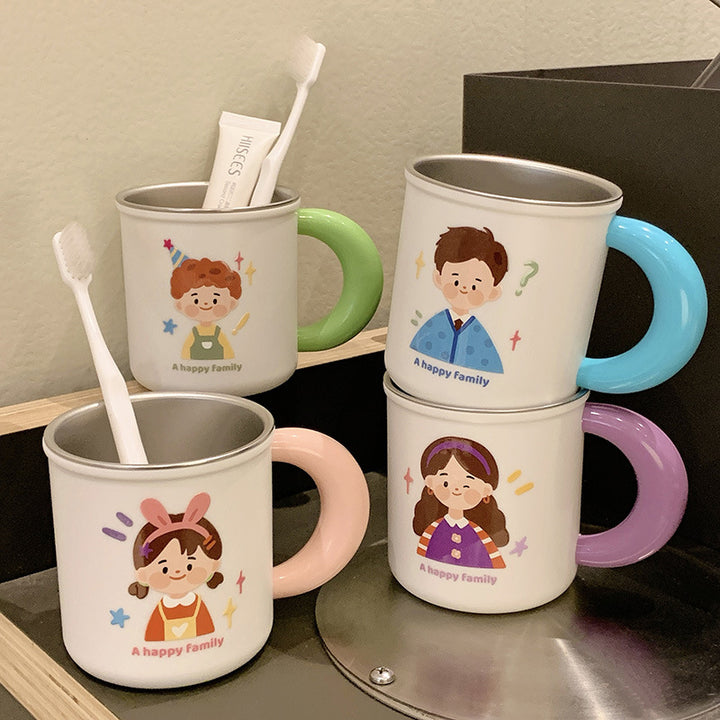 Stainless steel ceramic mug with cheerful family motif Bowlift