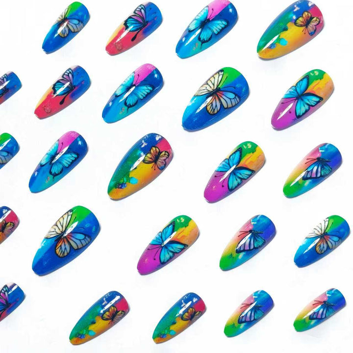 Butterfly-Inspired Vibrant Nail Art Bowlift