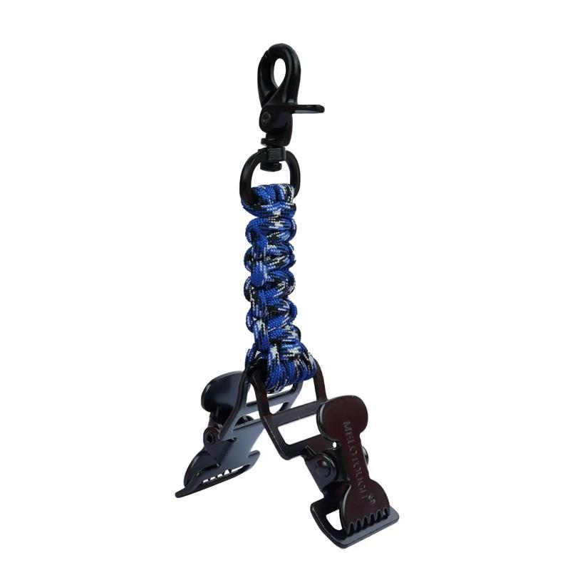 tactical paracord swivel carabiner strap with dual alligator clamp attachments Bowlift