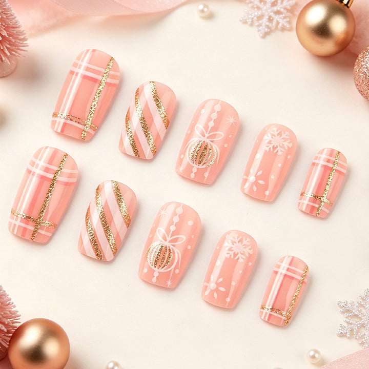Festive Themed Press-On Nail Art Set Bowlift