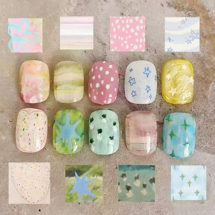 Artistic Cat-Themed Press-On Nail Art Set Bowlift