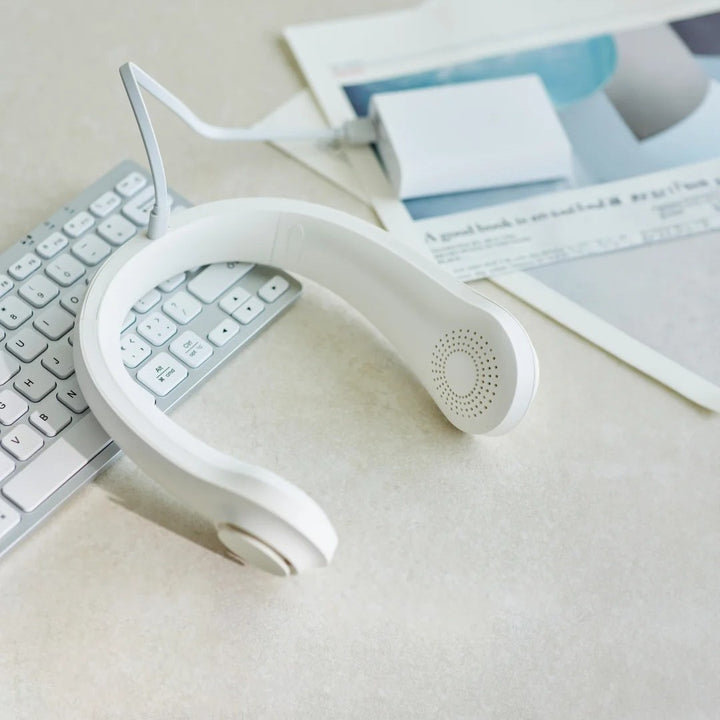 Unisex nan ergonomic neck fan bladeless with rechargeable battery, quiet motor, and adjustable airflow Bowlift