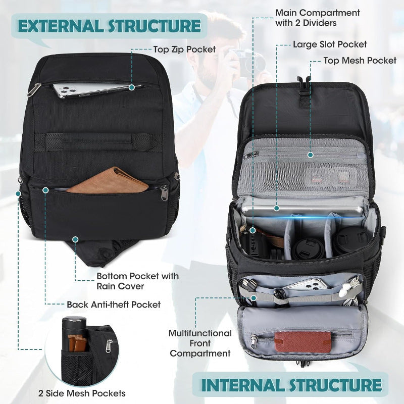 Camera shoulder bag with versatile compartments Bowlift