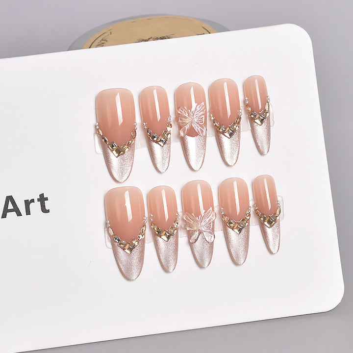 Artistic Floral Embellished Press-On Nail Extensions Bowlift