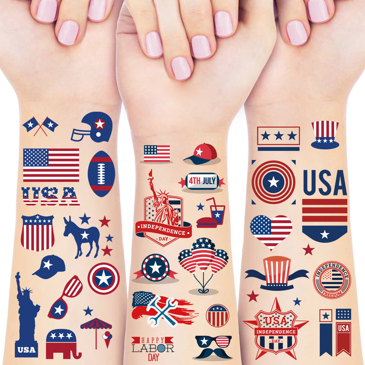 Unisex nan patriotic multiple sticker sheets with USA symbols and self-adhesive vinyl Bowlift