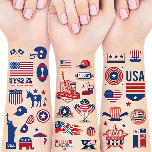 Unisex nan patriotic multiple sticker sheets with USA symbols and self-adhesive vinyl Bowlift