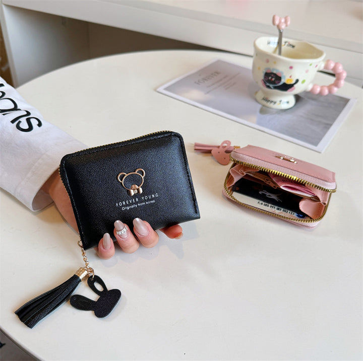 Cute Bear Charm Zipper Wallet