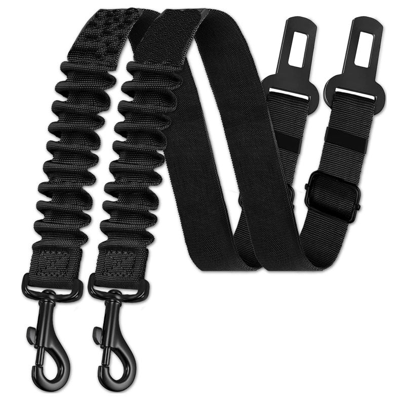 Adjustable Pet Car Safety Tether with Seatbelt Anchors and Heavy-Duty Swivel Clips Bowlift