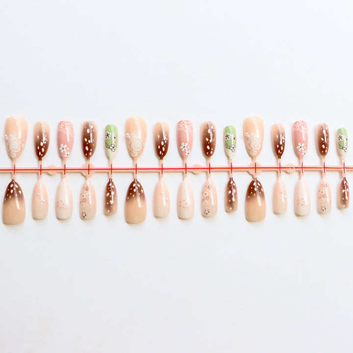 Artistic Floral Press-On Nail Collection Bowlift